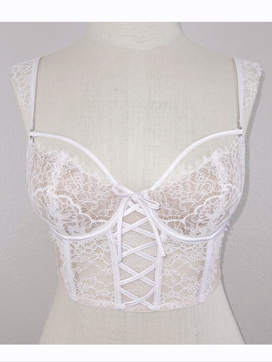 Victoria's Secret Other - Victoria's Secret Wicked Lace Up Balconette Bustier Unlined Bra Dream Angels 32C